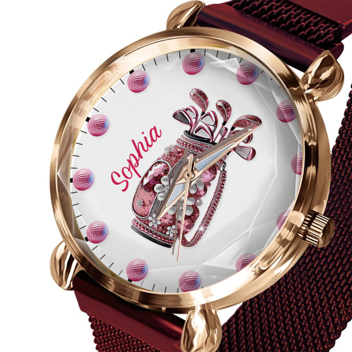 Einfach ein Mädchen, das Golf liebt – Personalisierte Golf-Damenhanduhr 