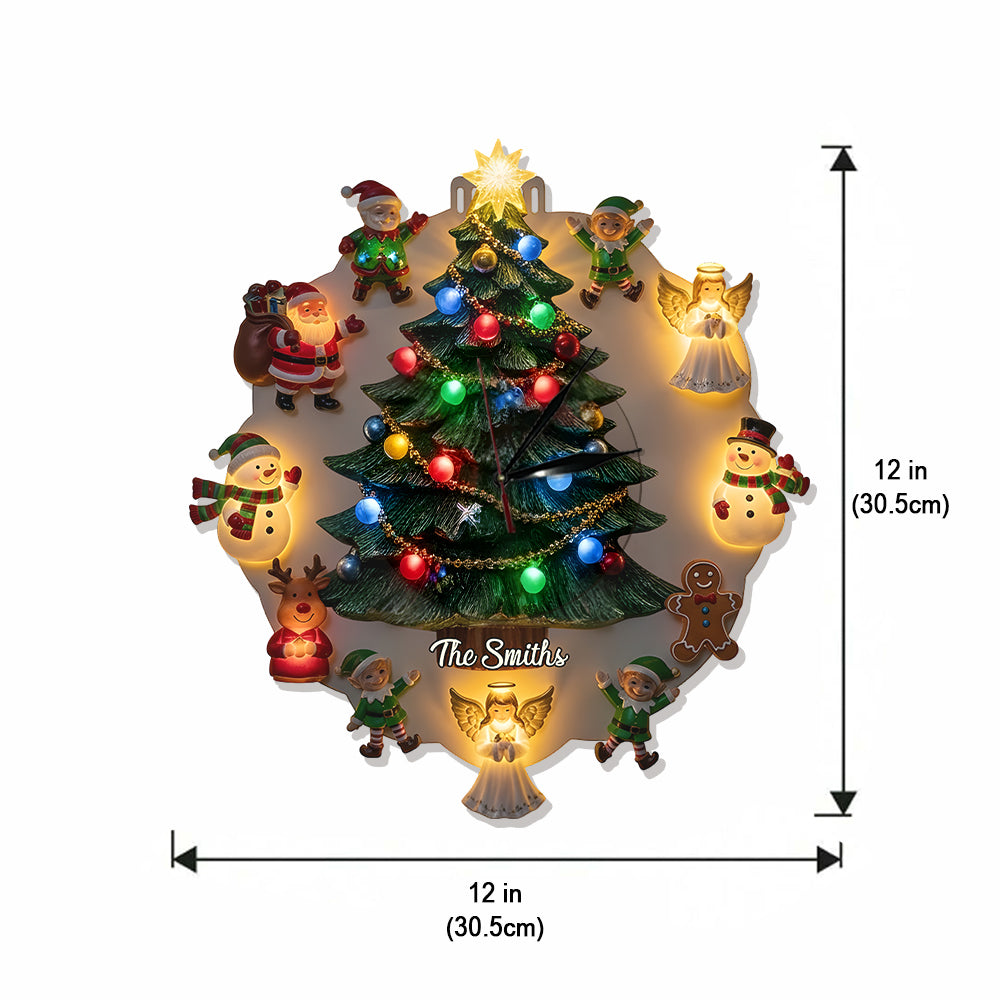 Weihnachtsmotiv - Personalisierte LED-Wanduhr für die ganze Familie