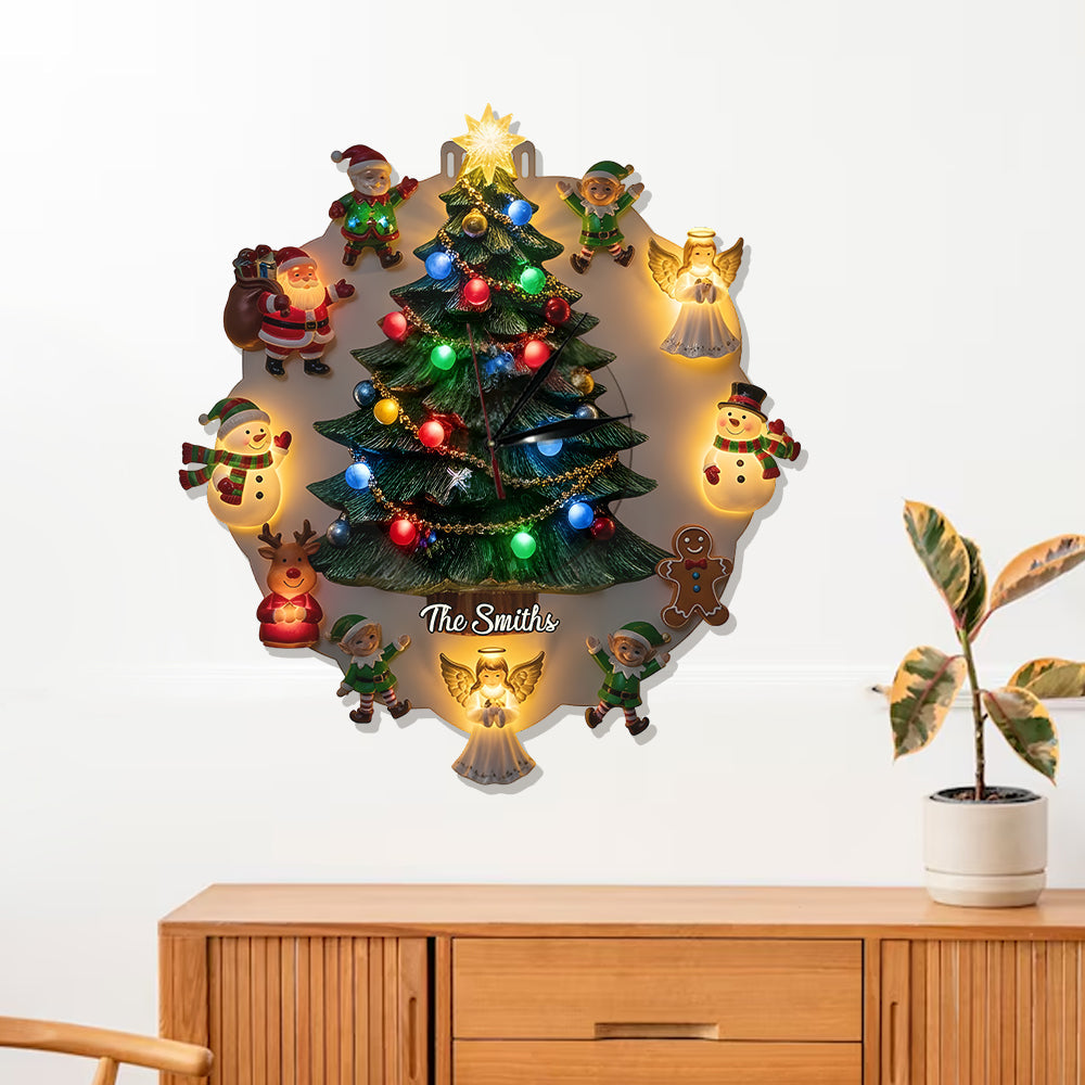 Weihnachtsmotiv - Personalisierte LED-Wanduhr für die ganze Familie
