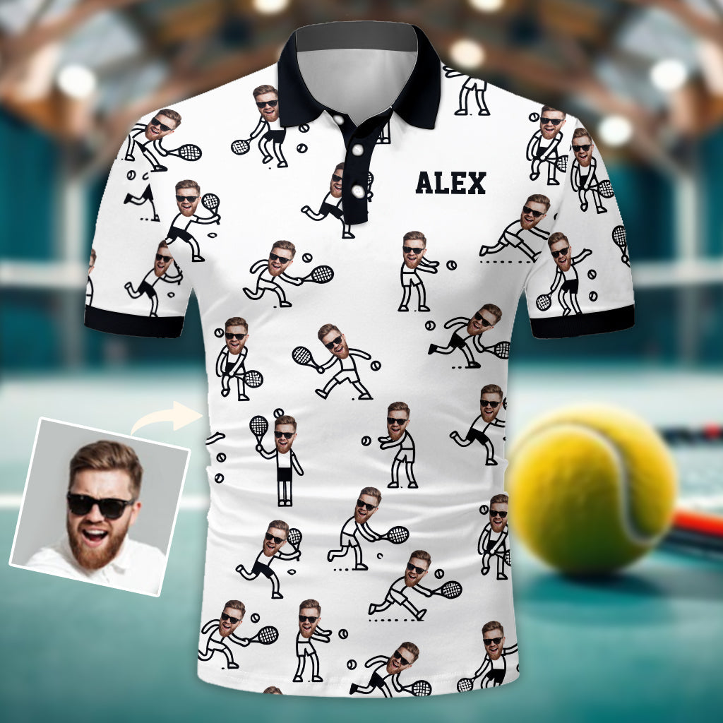 Geschenk für Tennis-Papa, Ehemann, Sohn – personalisiertes Tennis-Poloshirt