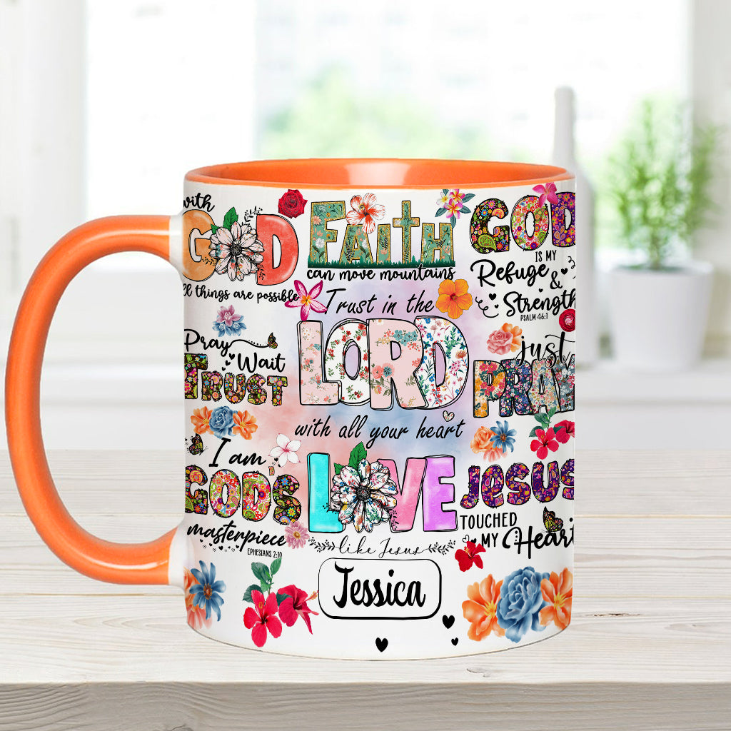 Beten, Warten, Vertrauen – Personalisierte Tasse mit christlichem Akzent