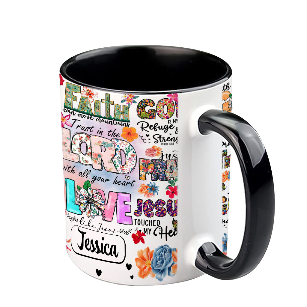 Beten, Warten, Vertrauen – Personalisierte Tasse mit christlichem Akzent
