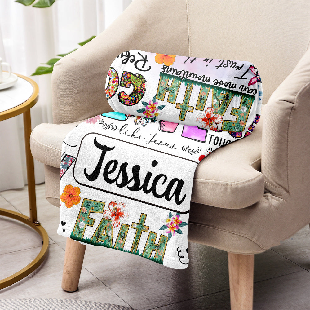 Pray Wait Trust - Personalized Christian Blanket