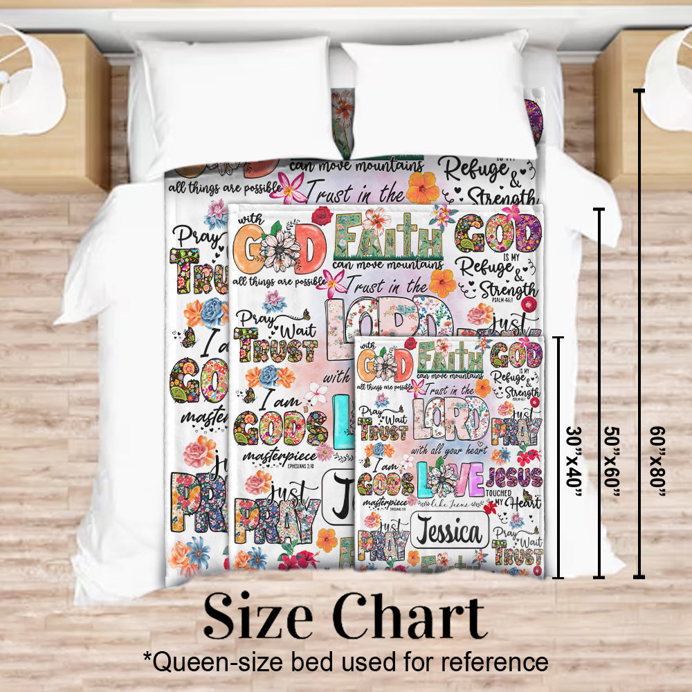 Pray Wait Trust - Personalized Christian Blanket