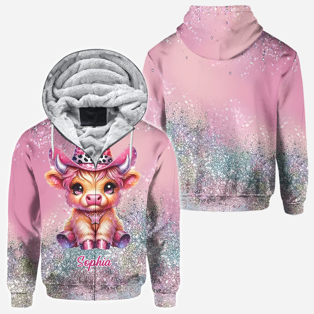 Niedliches Hochlandrind - Personalisiertes T-Shirt mit Hochlandrind-Allover-Print