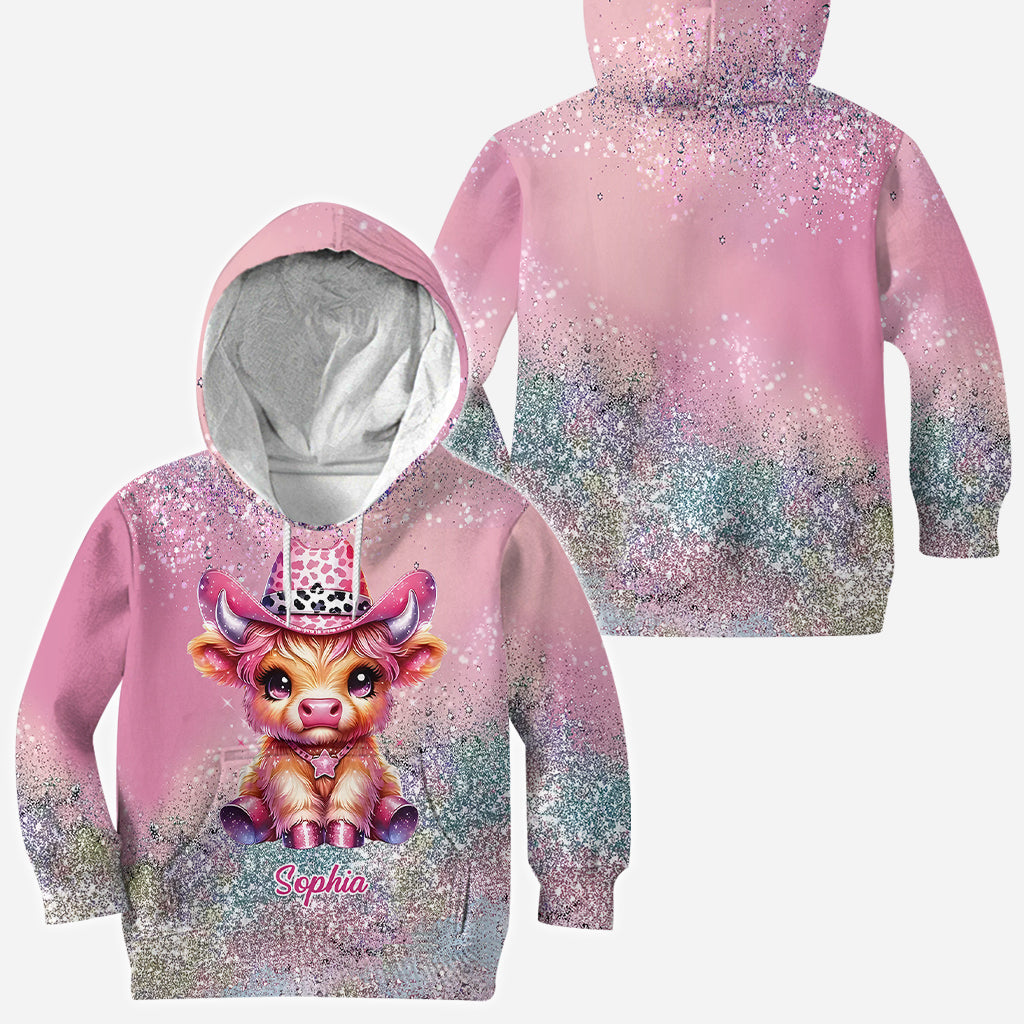 Niedliches Hochlandrind - Personalisiertes T-Shirt mit Hochlandrind-Allover-Print