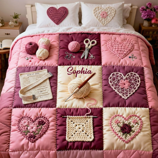 Crochet Heart - Personalized Crocheting Bedding Set