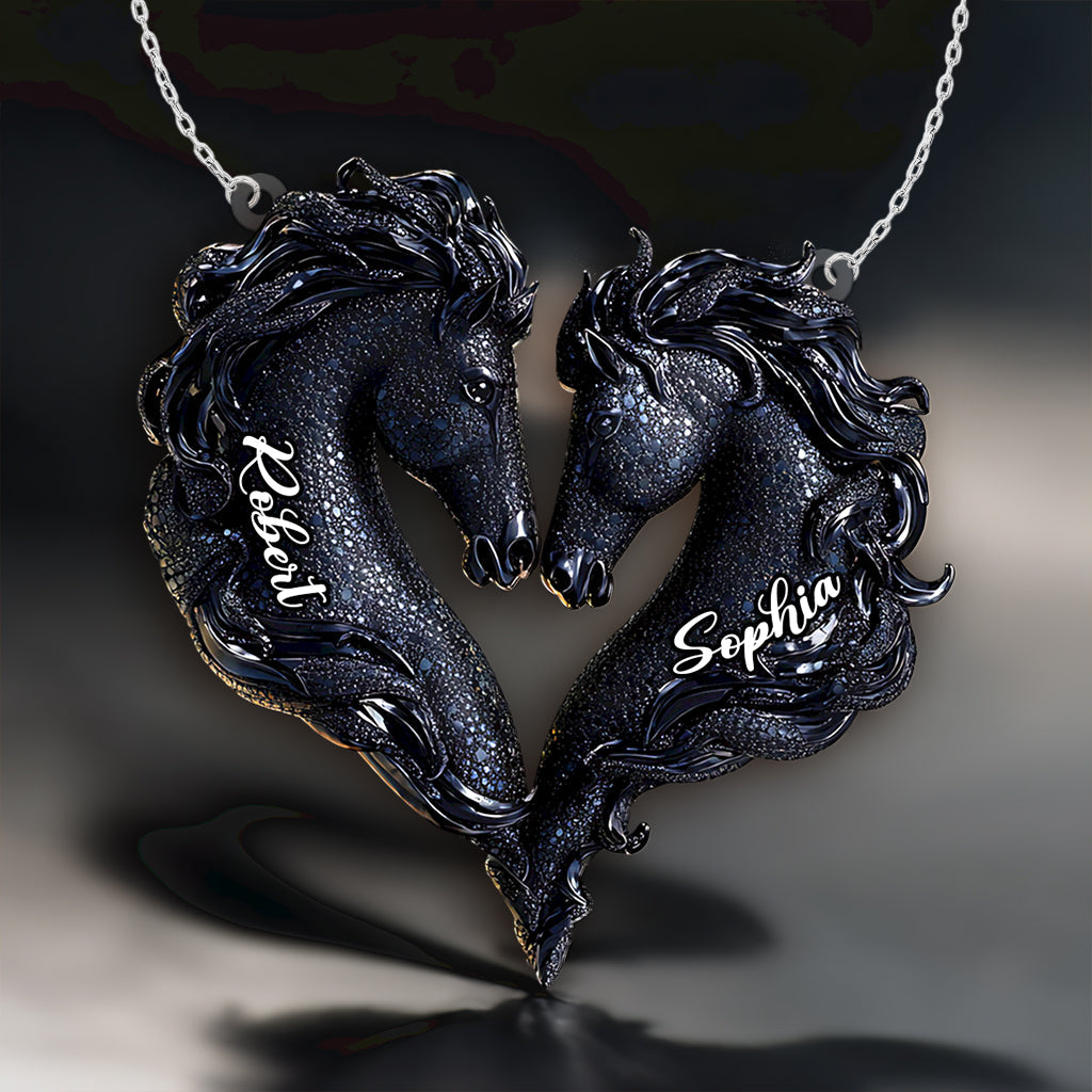 Du und ich, wir schaffen das – Personalisierte Pferdeanhänger-Halskette in individueller Form