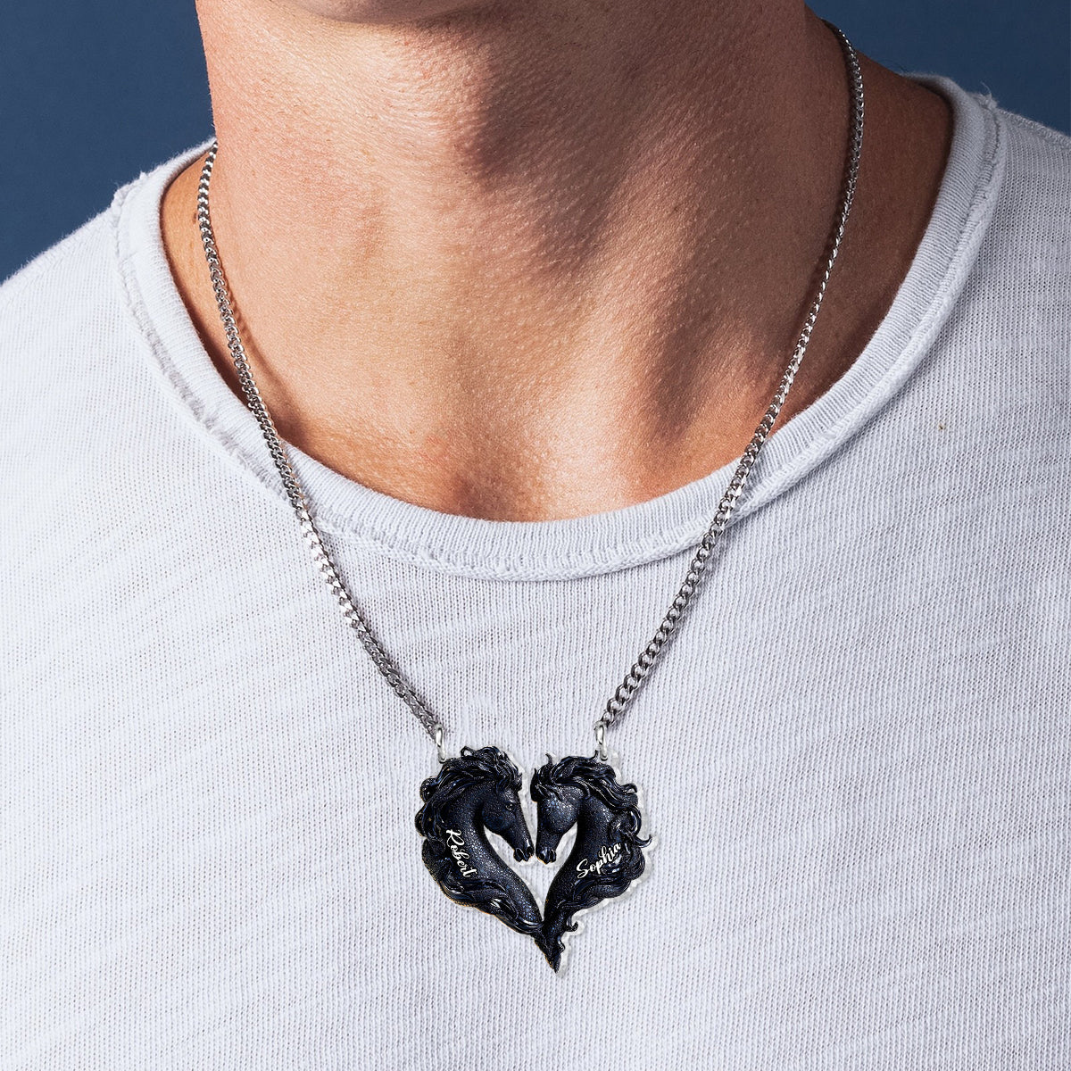 Du und ich, wir schaffen das – Personalisierte Pferdeanhänger-Halskette in individueller Form