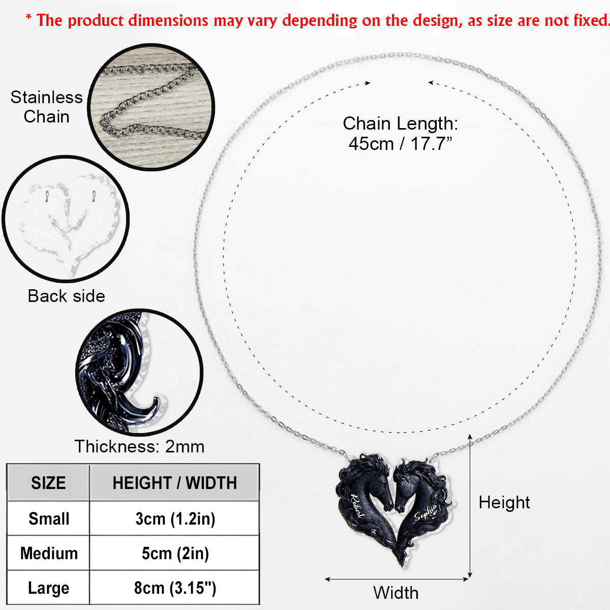 Du und ich, wir schaffen das – Personalisierte Pferdeanhänger-Halskette in individueller Form