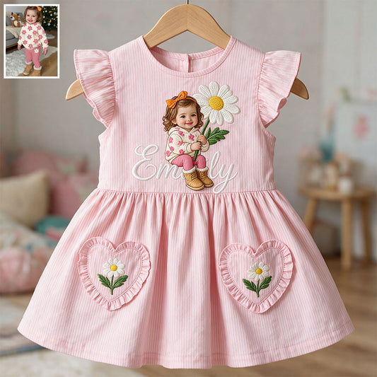 Personalisierbares Geburtstagsblumen-Kleid für Kinder - Rüschensleeve Kleid