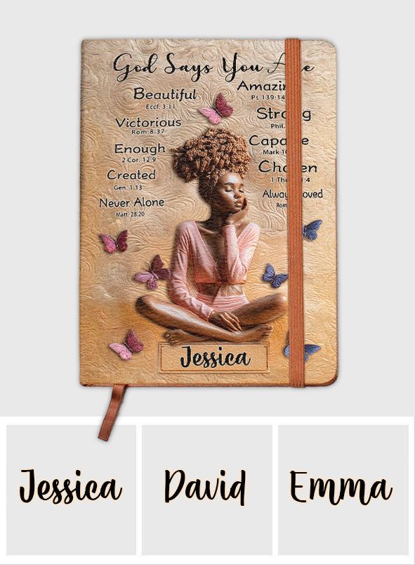 God Says You Are - Personalized African American Leather Journal