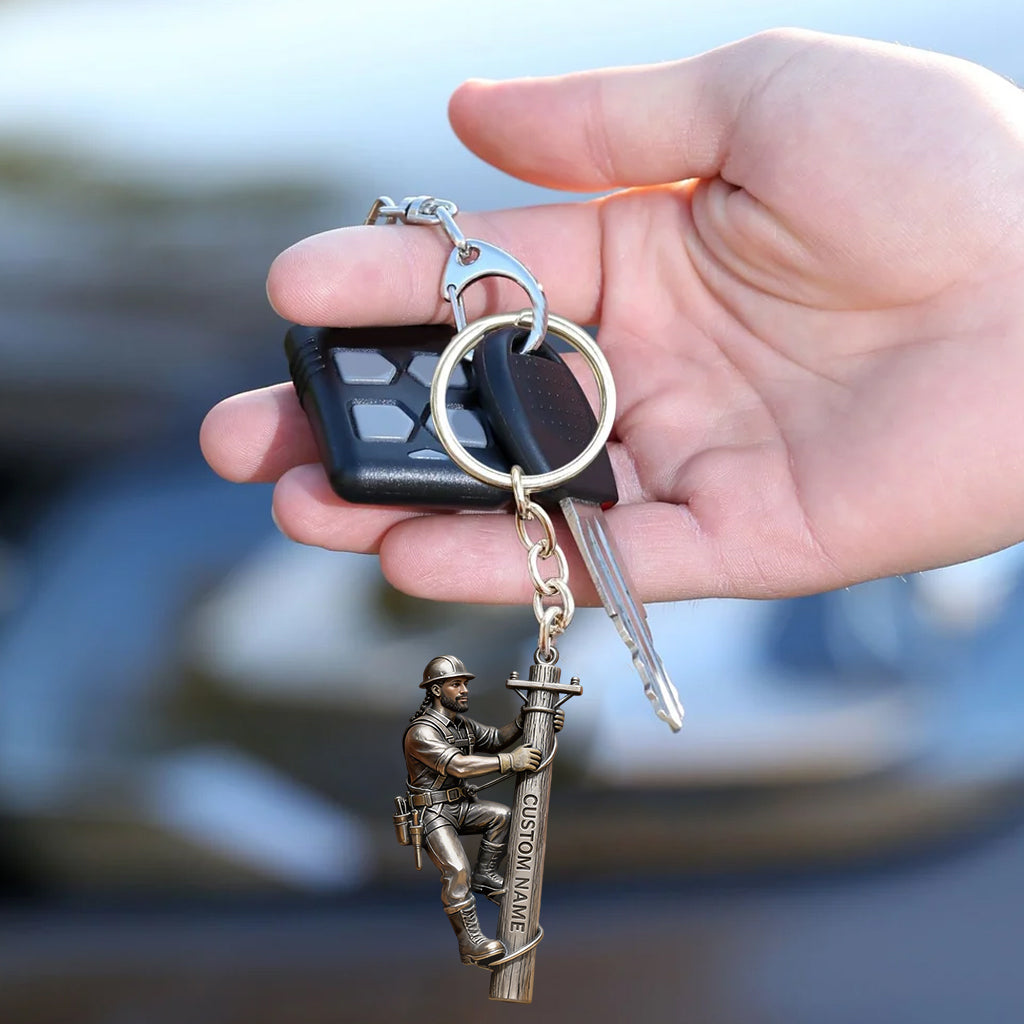 Custom Lineman Keychain From Any Photo - Personalized Lineman Keychain