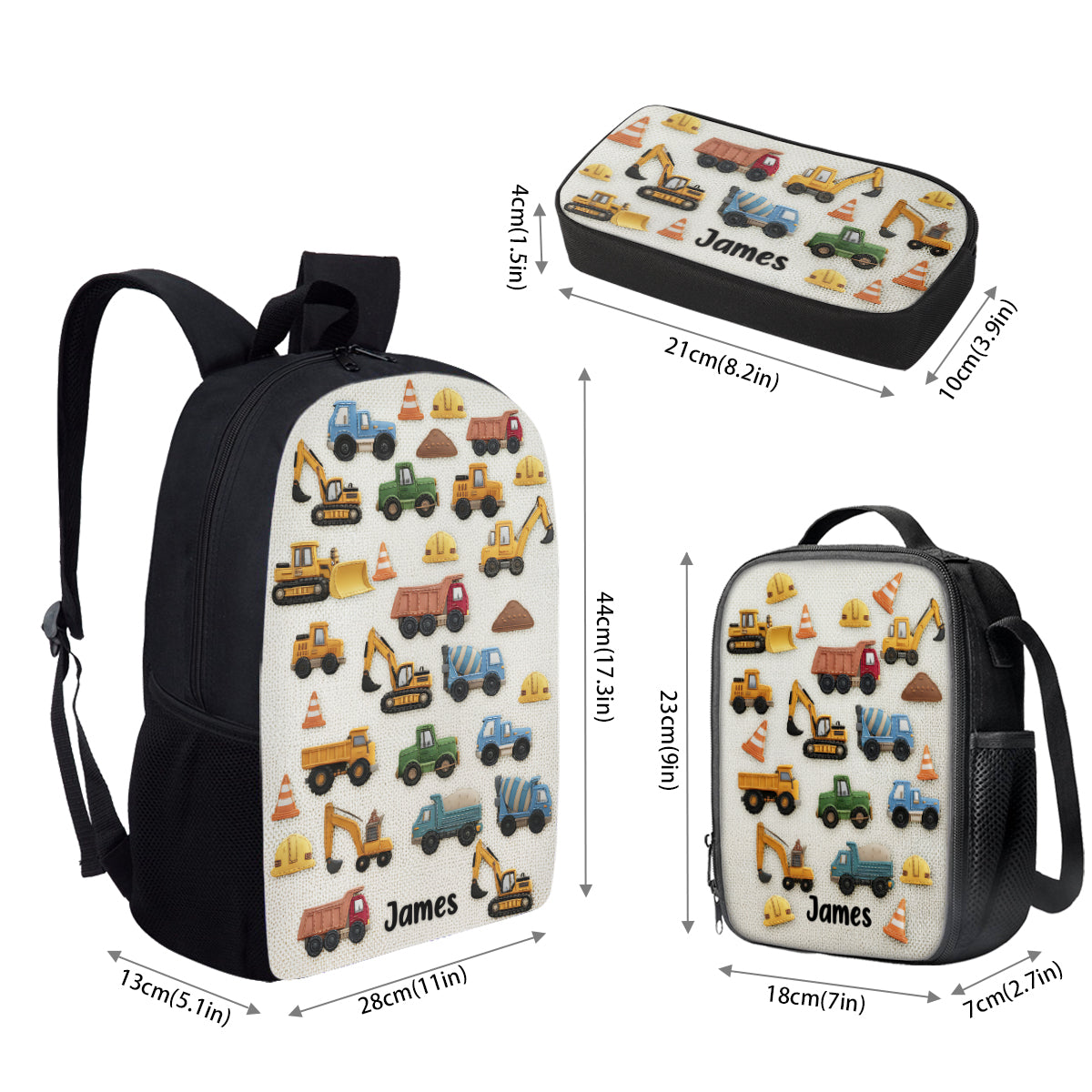 Einzigartige Geschenke für Kinder – Personalisiertes Kinderrucksack-, Lunchtaschen- und Federmäppchen-Set