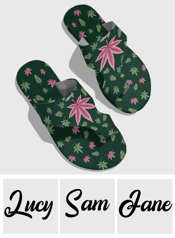 Stoner Chick – Personalisierte Zehenstegsandalen mit Weed-Motiv