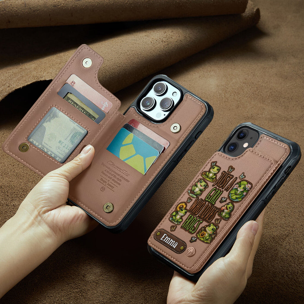 Just A Girl Who Loves Frogs - Personalized Frog Wallet Phone Case