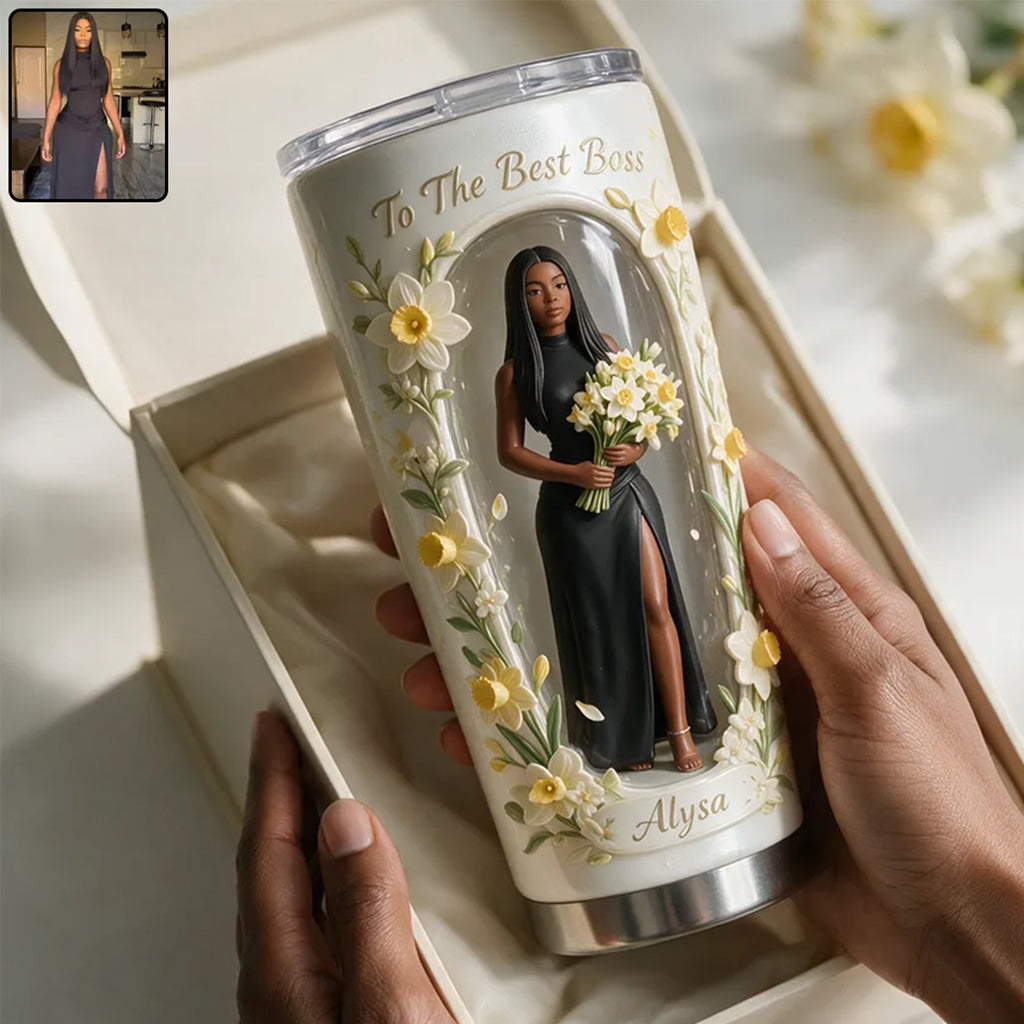 Gift For Her, Custom From Any Photo, Any Flower - Personalized Self Love Tumbler