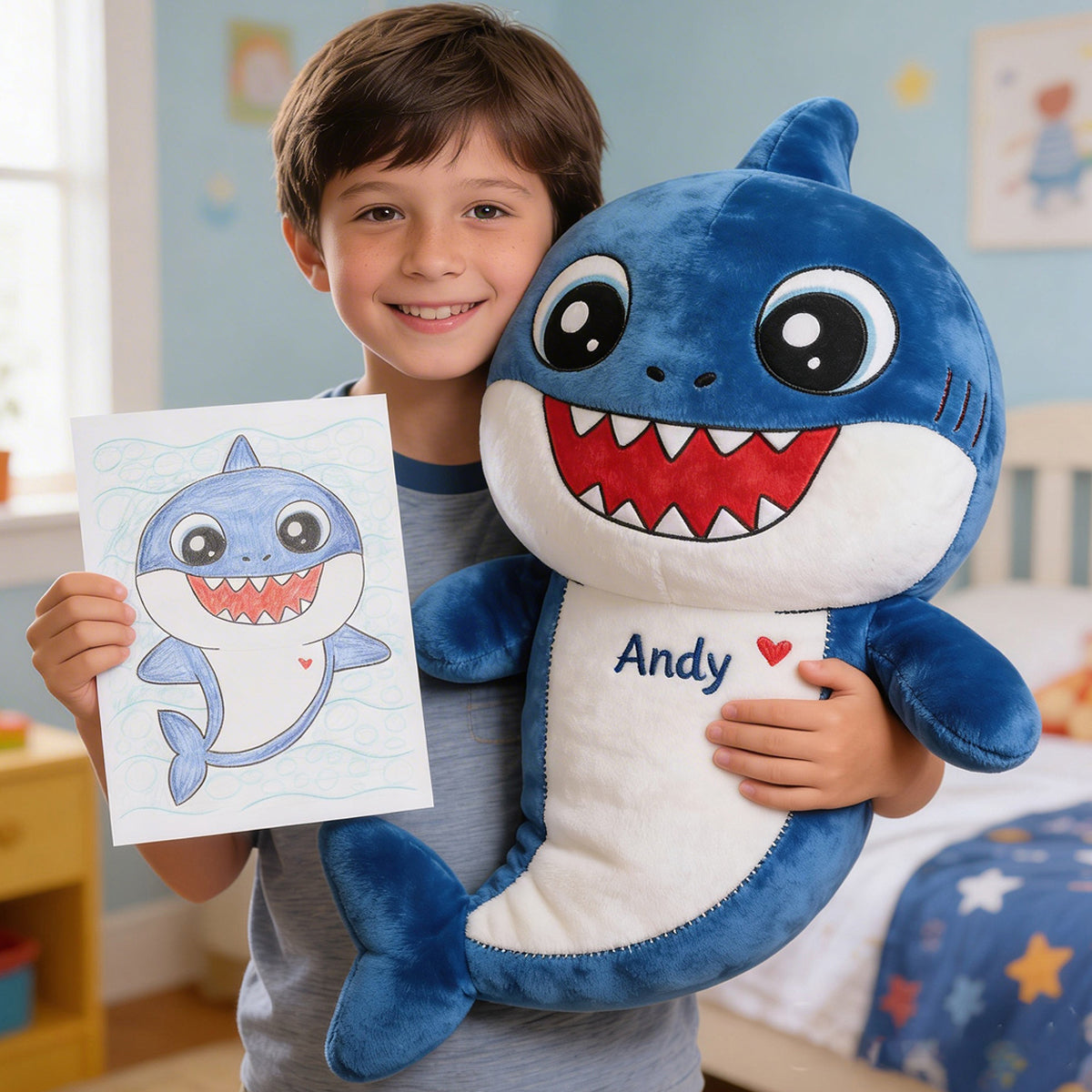 My Fantasy Friends, Custom From Your Kid's Drawing - Personalized Kid Premium Faux Fur Pillow