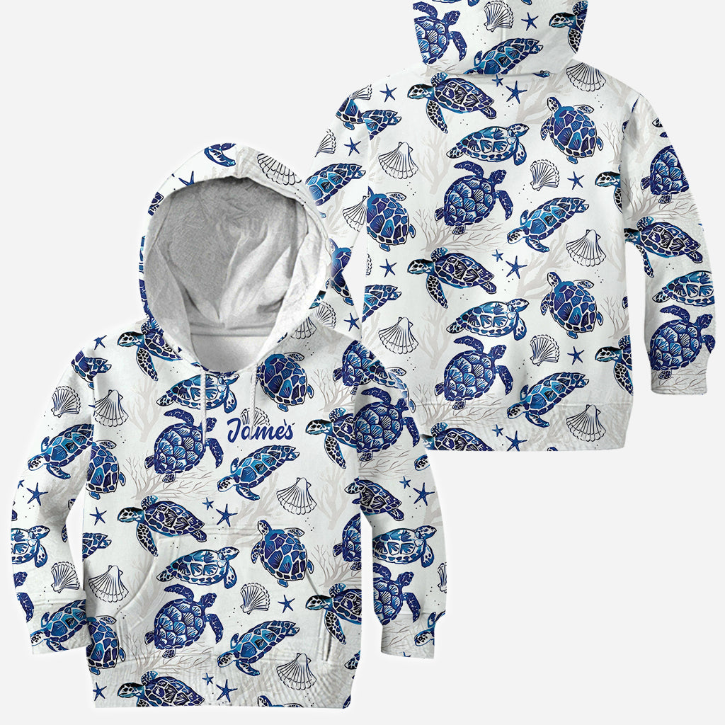 Toile De Jouy Patterm, Blue Dolphin, Turtle,... - Personalized Sea Lover All Over Shirt