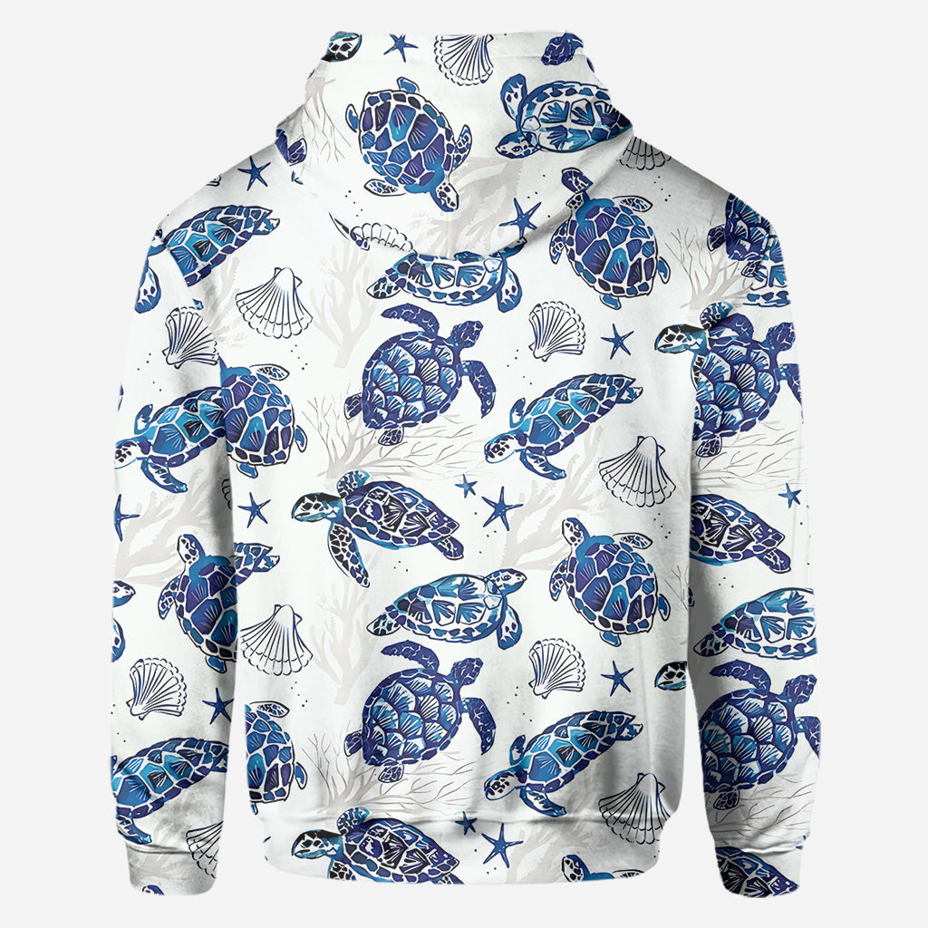 Toile De Jouy Patterm, Blue Dolphin, Turtle,... - Personalized Sea Lover All Over Shirt