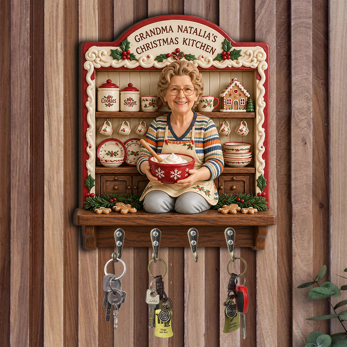 Christmas Kitchen - Personalized Grandma Custom Shaped Hanging Rack