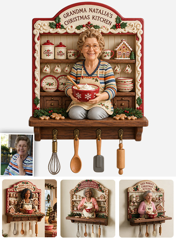 Christmas Kitchen - Personalized Grandma Custom Shaped Hanging Rack