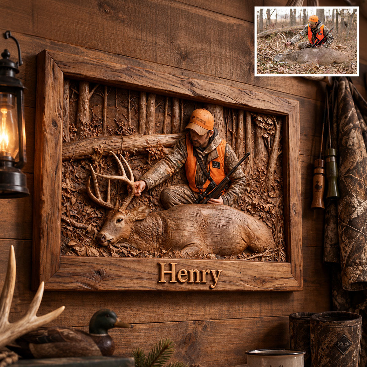 Love Hunting - Personalized Hunting Custom Shaped Wood Sign