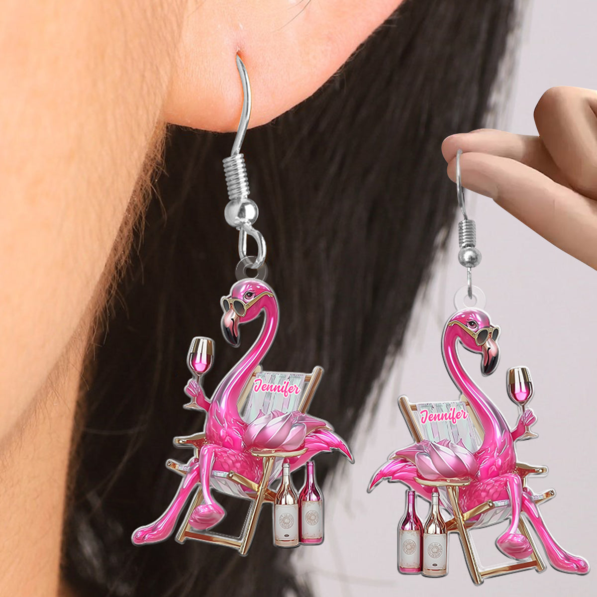Be A Flamingo In A Flock Of Pigeons - Personalized Flamingo Earrings