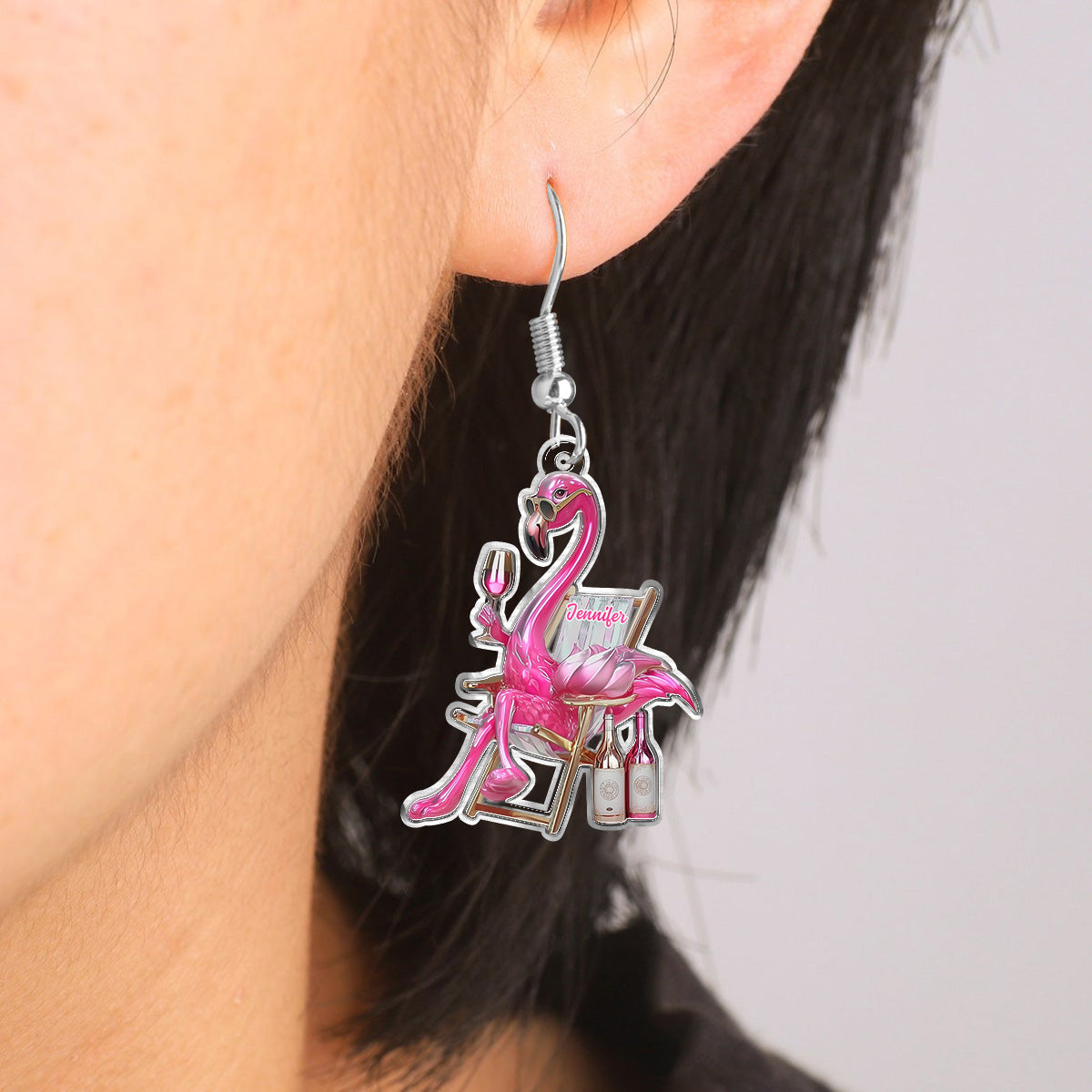 Be A Flamingo In A Flock Of Pigeons - Personalized Flamingo Earrings
