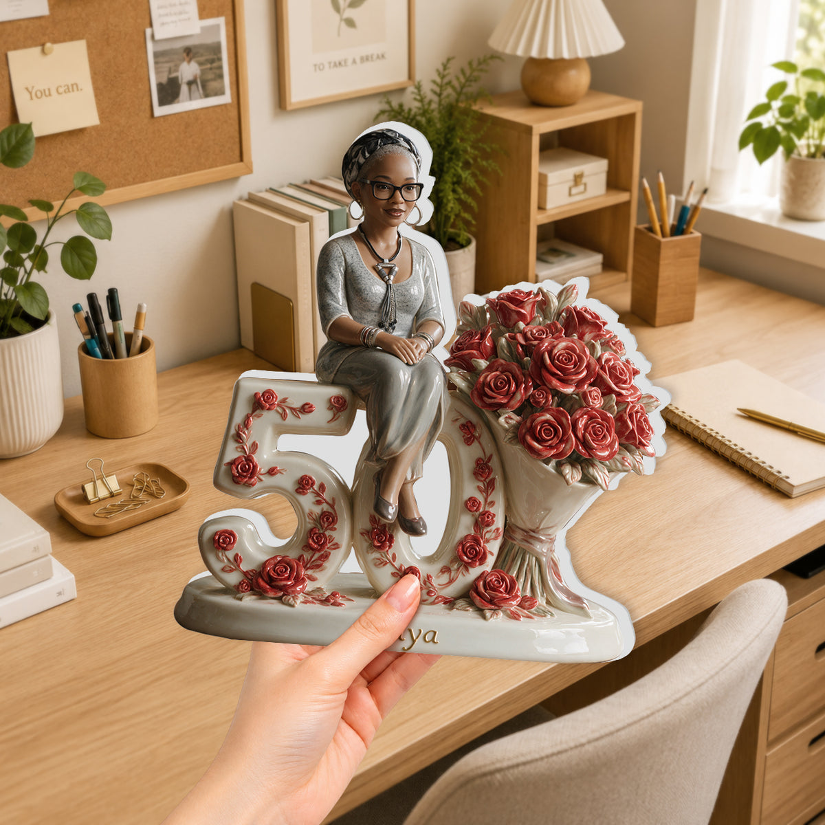 Gift For Her - Custom Flower Bouquet And Number - Personalized Birthday 3D Plaque