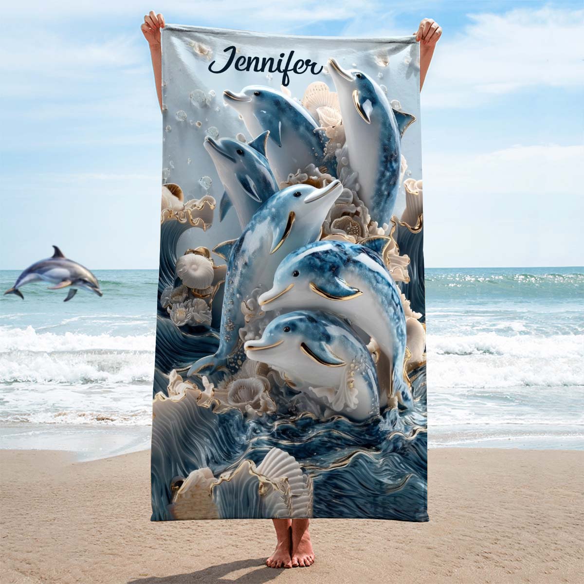 Ocean Dolphin - Personalized Dolphin Quick-dry Beach Towel/ Bath Towel