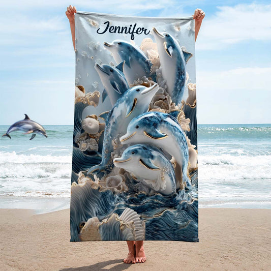 Ocean Dolphin - Personalized Dolphin Quick-dry Beach Towel/ Bath Towel