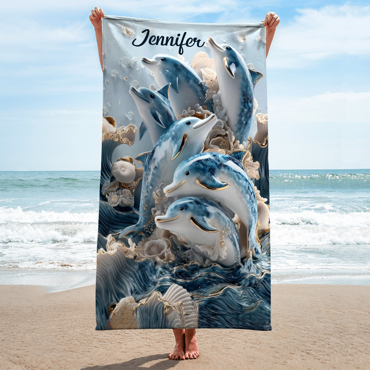 Ocean Dolphin - Personalized Dolphin Quick-dry Beach Towel/ Bath Towel