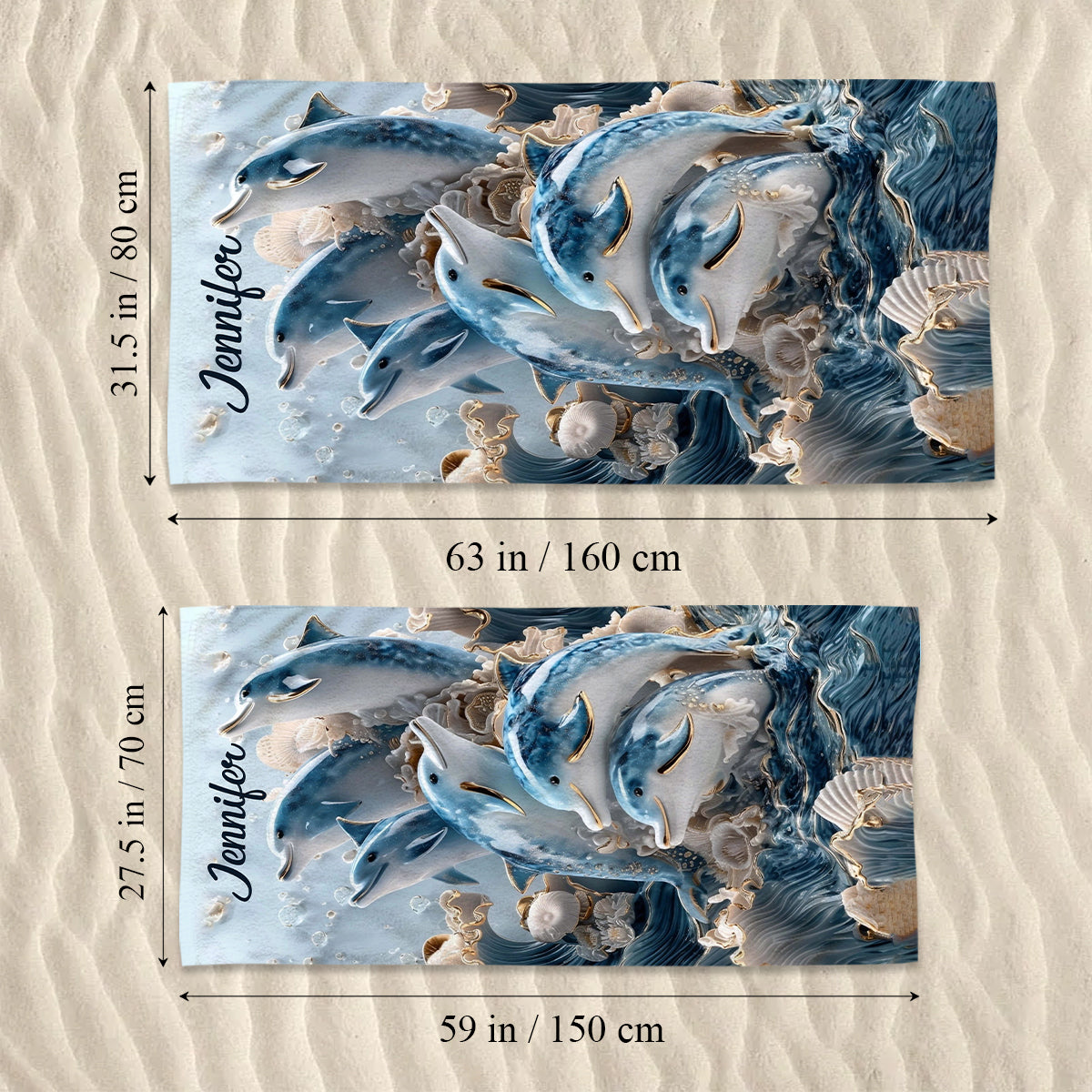 Ocean Dolphin - Personalized Dolphin Quick-dry Beach Towel/ Bath Towel