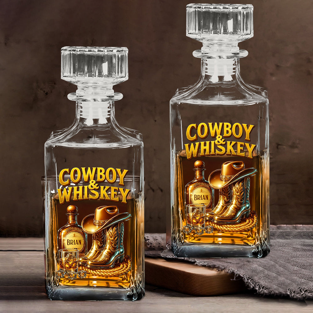 Cowboy & Whiskey – Personalisiertes Whisky-Dekanter-Set