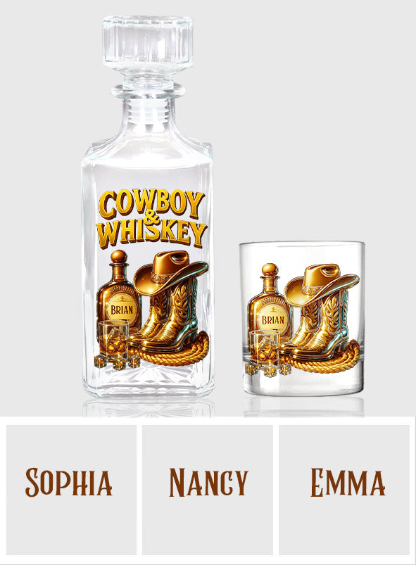 Cowboy & Whiskey – Personalisiertes Whisky-Dekanter-Set