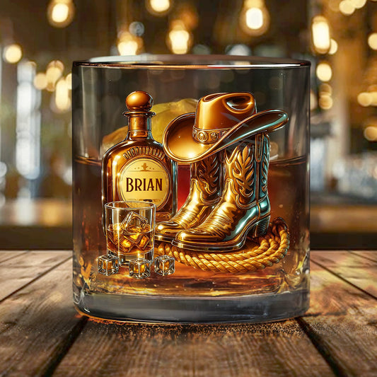 Cowboy-Stiefel-Hut - personalisiertes Whiskyglas