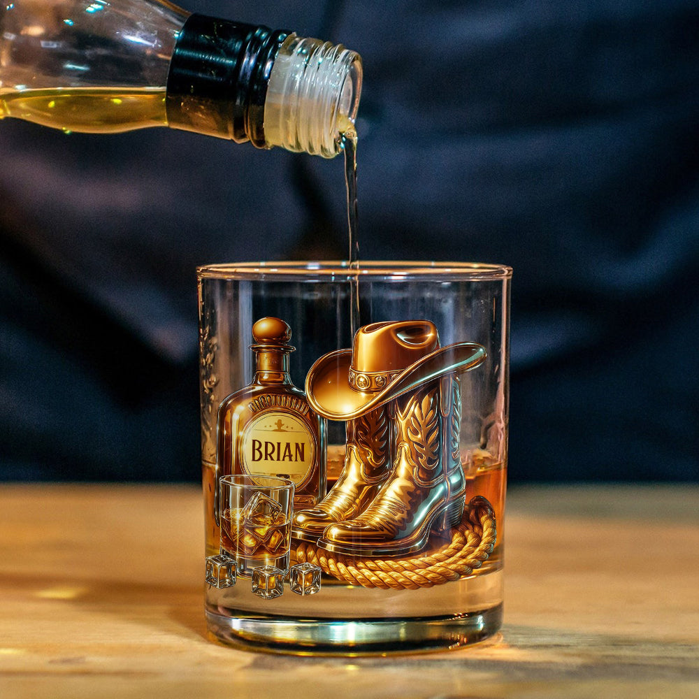 Cowboy-Stiefel-Hut - personalisiertes Whiskyglas