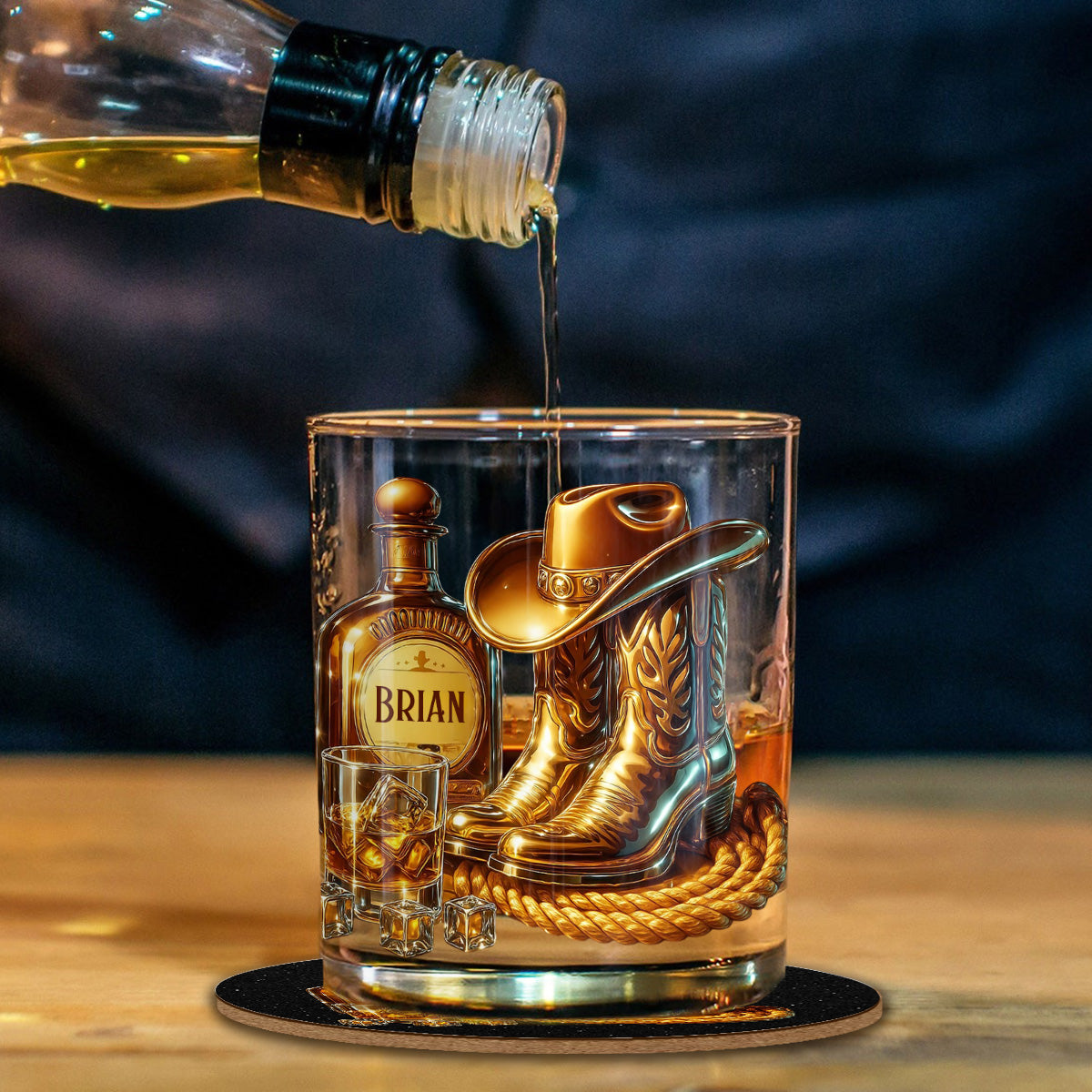 Cowboy-Stiefel-Hut - personalisiertes Whiskyglas