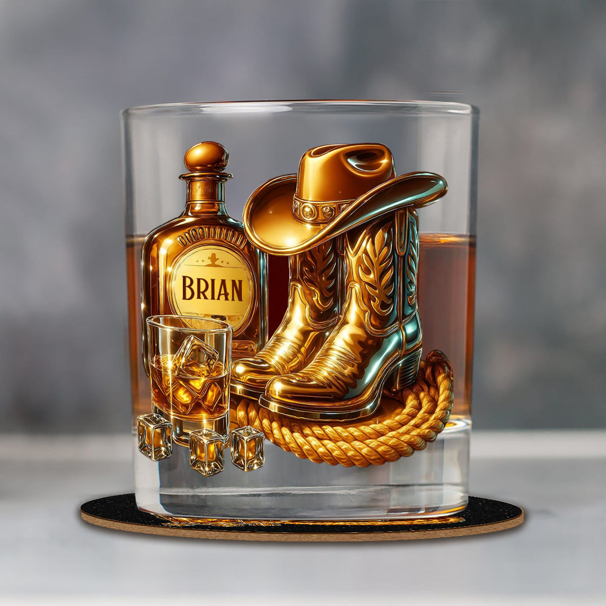 Cowboy-Stiefel-Hut - personalisiertes Whiskyglas