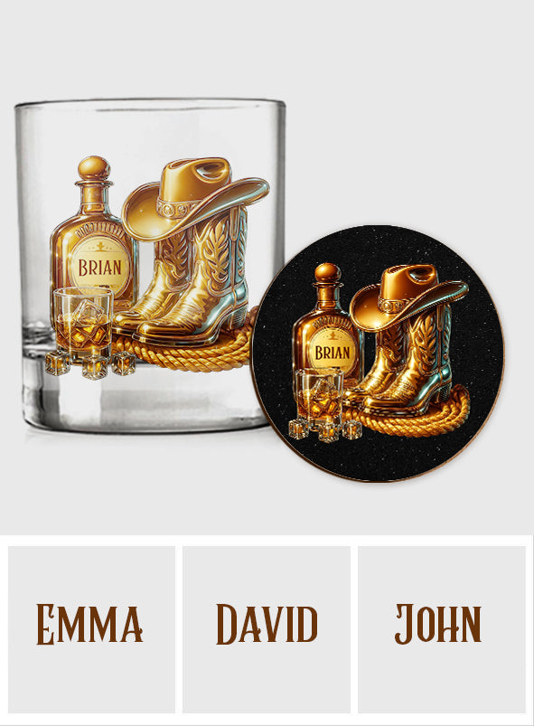 Cowboy-Stiefel-Hut - personalisiertes Whiskyglas
