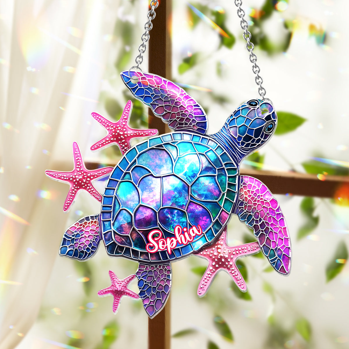 Love Turtle - Personalized Turtle Window Hanging Suncatcher Ornament