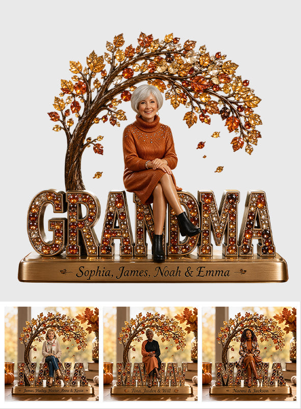 Gift For Mom, Grandma Fall Vibes - Personalized Grandma Custom Shaped Acrylic Plaque