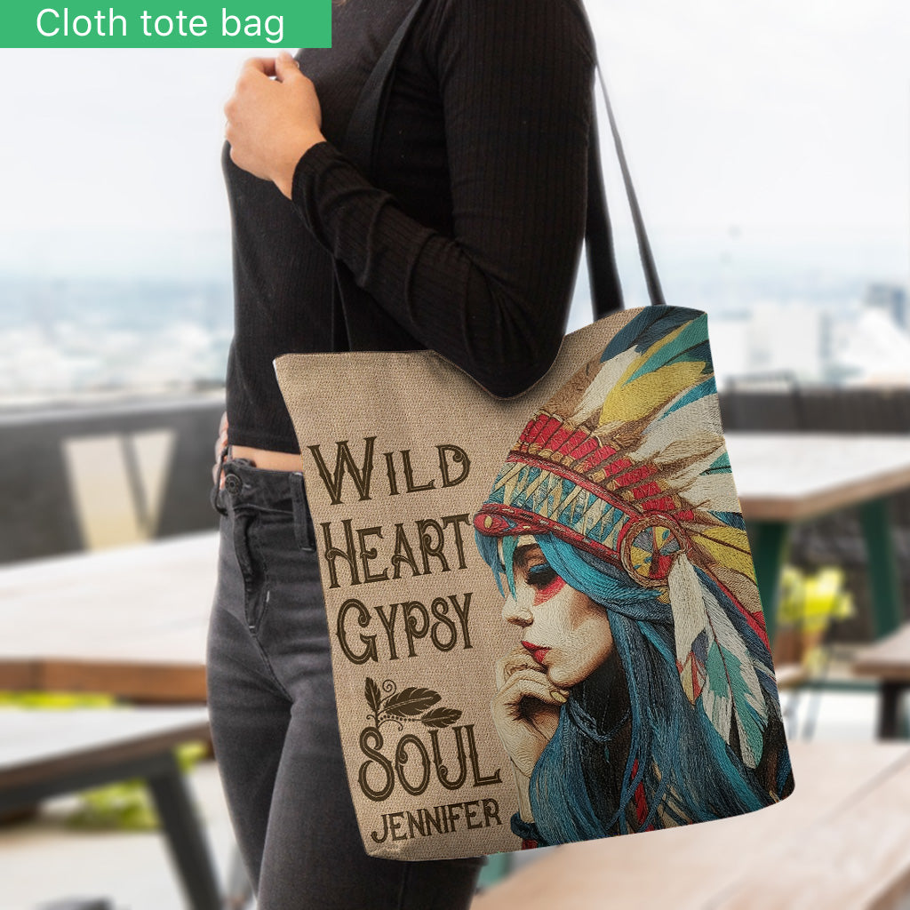 Native American Girl Wild Heart Gypsy Soul - Personalisierte Tragetasche für amerikanische Ureinwohner