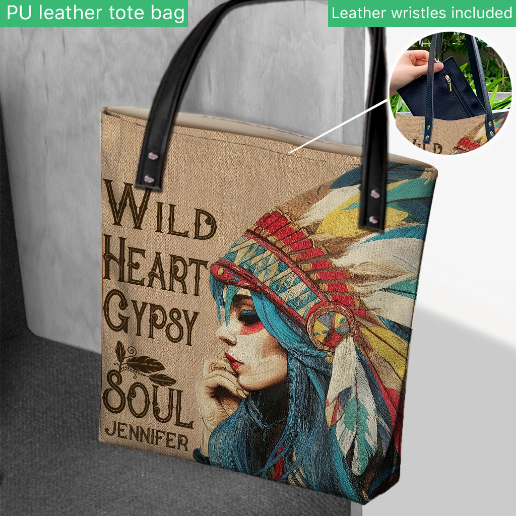 Native American Girl Wild Heart Gypsy Soul - Personalisierte Tragetasche für amerikanische Ureinwohner