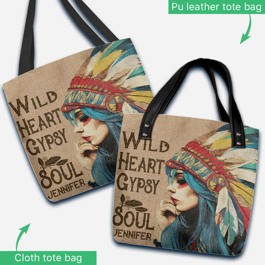 Native American Girl Wild Heart Gypsy Soul - Personalisierte Tragetasche für amerikanische Ureinwohner