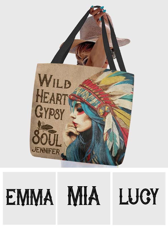 Native American Girl Wild Heart Gypsy Soul - Personalisierte Tragetasche für amerikanische Ureinwohner