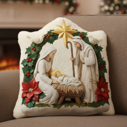 Elfenbeinfarbenes Kissen „Jesus ist der Grund“ – personalisiertes christliches Kissen in Kunstfellform