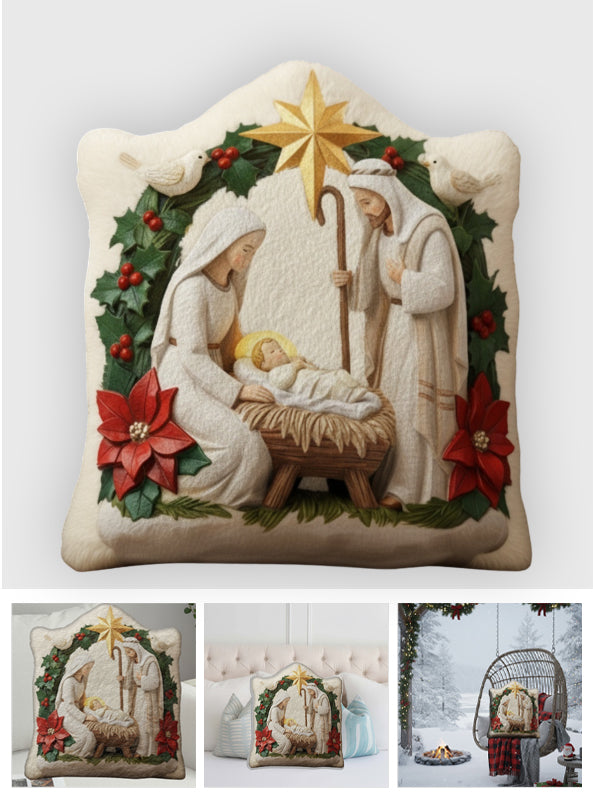 Ivory Blessing Jesus Is The Reason - Personalized Christian Faux Fur Shaped Pillow