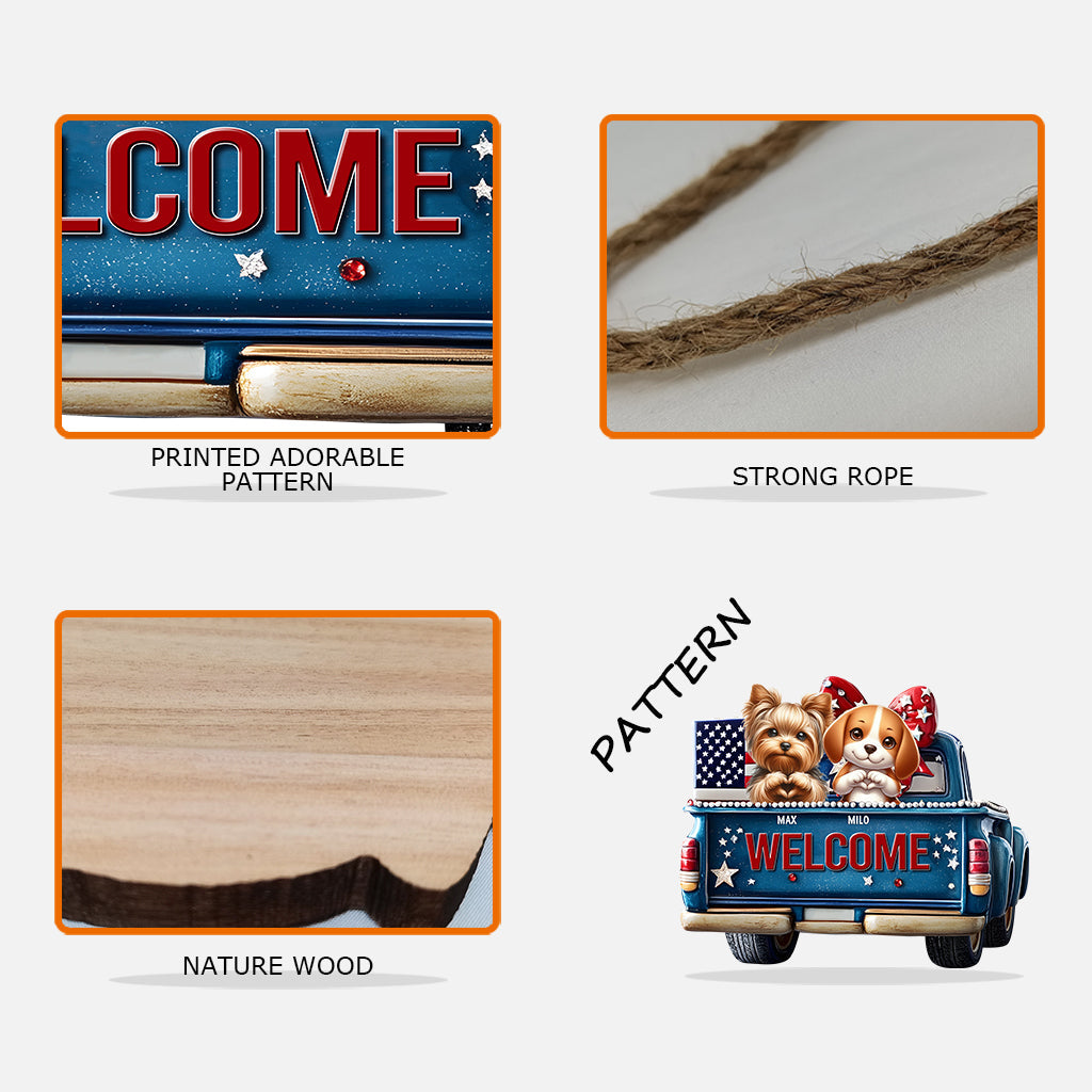 Willkommen – Personalisiertes Holzschild in Hundeform